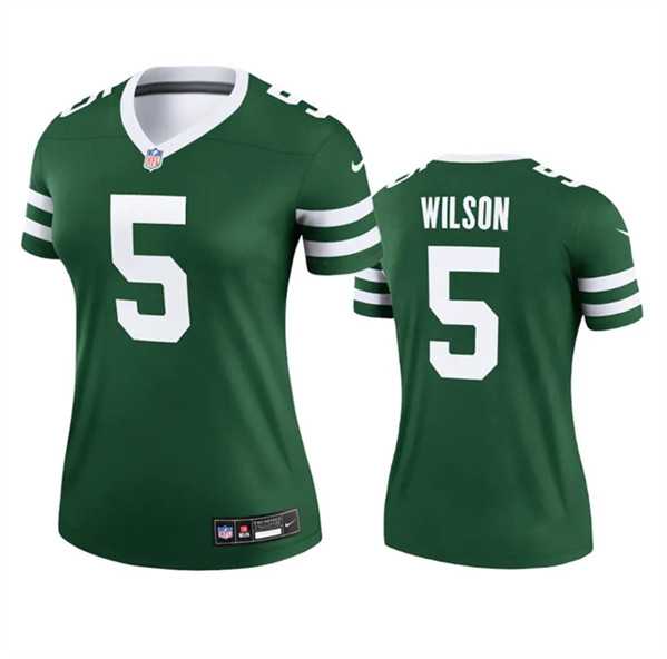 Womens New York Jets #5 Garrett Wilson Green 2024 Stitched Jersey Dzhi->women nfl jersey->Women Jersey